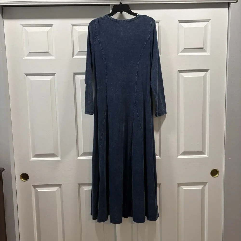 Soft Surroundings Janet Knit Denim Maxi Dress Size M